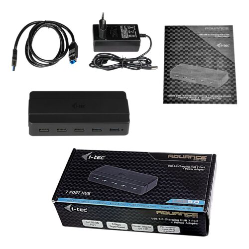 I-TEC USB 3.0 Advance Charging HUB 7 with power adapter 7xUSB Chargingport. For Tablets Notebooks Ultrabooks PC