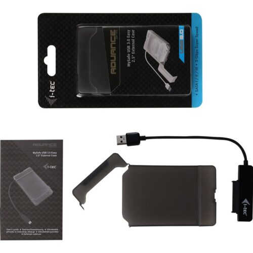 I-TEC USB 3.0 Advance MySafe Easy Enclosure 6.4cm 2.5p External Enclosure for SATA HDD itegrated cable black