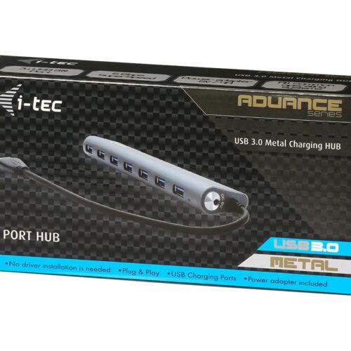 I-TEC USB 3.0 Metal Charging HUB 7 Port with power adaptor 7xUSB charging port. For Tablets Notebooks Ultrabooks PC