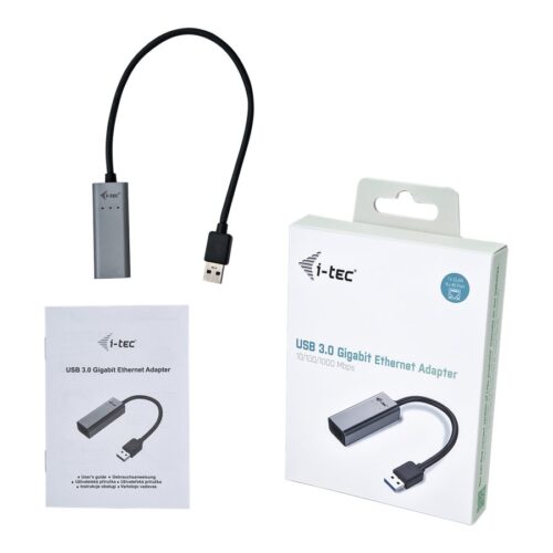 I-TEC USB 3.0 Metal Gigabit Ethernet Adapter 1xUSB 3.0 to RJ-45 LED for Notebook Tablet PC Windows Mac Linux Android