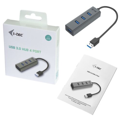 I-TEC USB 3.0 Metal HUB 4 port without power adapter ideal for Notebook Ultrabook Tablet PC supports Win und Mac OS