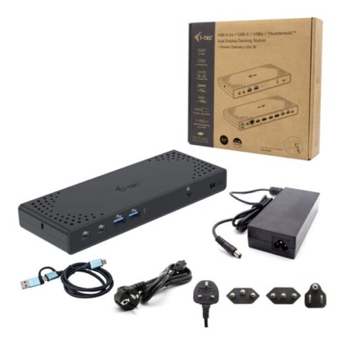 I-TEC USB 3.0/USB-C/Thunderbolt 3 Dualdock 1x5K 2x4K 60Hz 2xDP 2xHDMI 1xGLAN 4xUSB 3.2 2xUSB-C 3.2 Gen.2 1xAudio/Mic Jack PD 100W KL