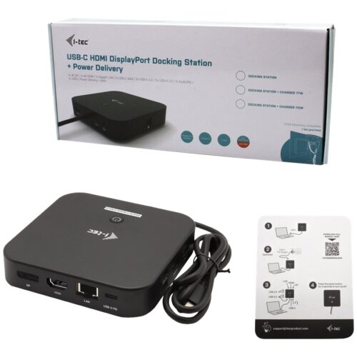 I-TEC USB-C Dual Display MST DS 1xDP 1xHDMI 1xGLAN 3xUSB 3.0 2x USB 2.0 1xUSB-C-Datei 1xAudio/Mic Jack 1x100W USB-C PD