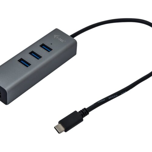 I-TEC USB-C Metal 3-Port HUB with Gigabit Ethernet Adapter 1xUSB-C to RJ-45 3xUSB 3.0 Port LED-Anzeige compatible with TB 3