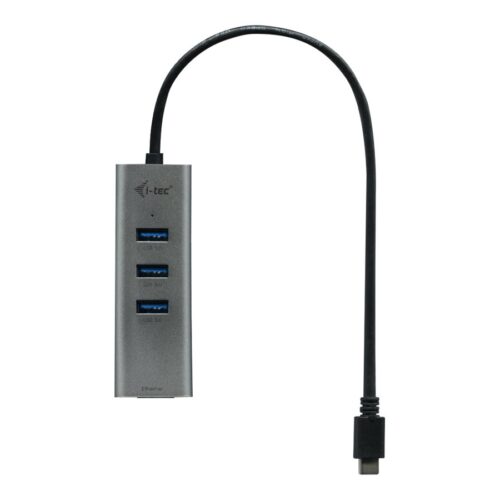 I-TEC USB-C Metal 3-Port HUB with Gigabit Ethernet Adapter 1xUSB-C to RJ-45 3xUSB 3.0 Port LED-Anzeige compatible with TB 3