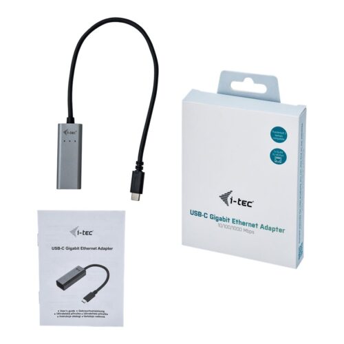 I-TEC USB-C Metal Gigabit Ethernet Adapter 1xUSB-C to RJ-45 LED compatible with Thunderbolt 3