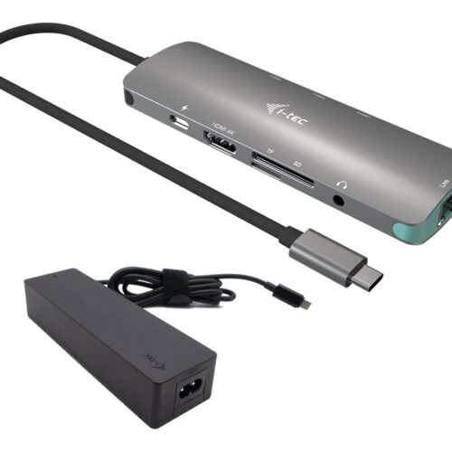 I-TEC USB C Metal Nano Dock 1xHDMI 4K 1xSD + 1xmicroSD Kartenleser 1xGLAN 1xAudio 3x USB 3.0 Port 1x USB-C PD + Charger 100W