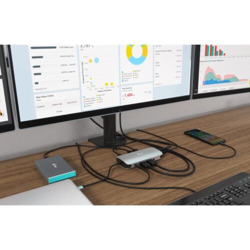 I-TEC USB-C Metal Nano Dock 2xDP 1xHDMI 1xGLAN 1xAudio/Mic 2xUSB 3.1 2xUSB 2.0 1xUSB-C Data 1xUSB-C, sans alimentation fournie