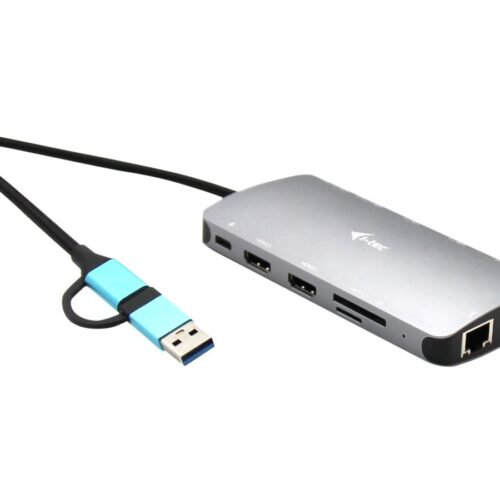 I-TEC USB-C Metal Nano Dock 2xHDMI 1xVGA 1xSD Cardreader 1xmicroSD Cardreader 1xGLAN 3xUSB 2.0 1xUSB 3.2 1xUSB-C3.2Data 1xUSB-C PD