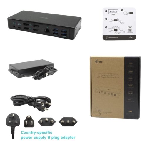 I-TEC USB-C Quattro Display Docking Station 2xDP 2xHDMI 1xGLAN 5xUSB 3.0 1xUSB-C-Data 1xAudio 1xMic 85W PD KL
