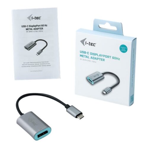 I-TEC USB C to Display Port Metal Adapter 1xDP 4K 60Hz Ultra HD compatible with Thunderbolt 3