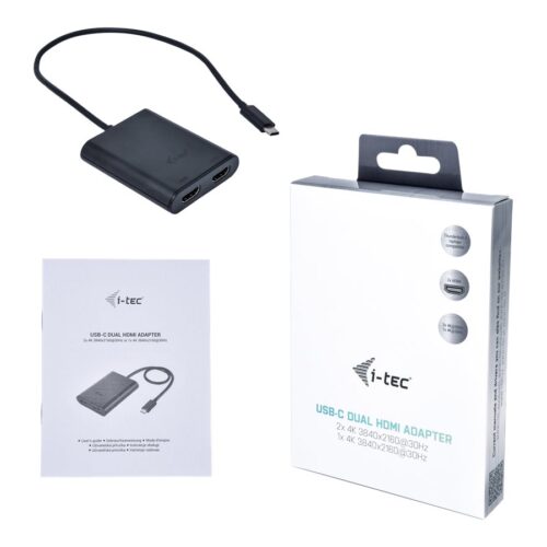I-TEC USB C to Dual HDMI Port VideoAdapter 2xHDMI Port 4K Ultra HD compatible with Thunderbolt 3