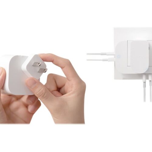 INNERGIE 45H Adaptateur secteur compact 45W – USB-C – 2 Ports Embouts de voyage UE.UK et US inclus