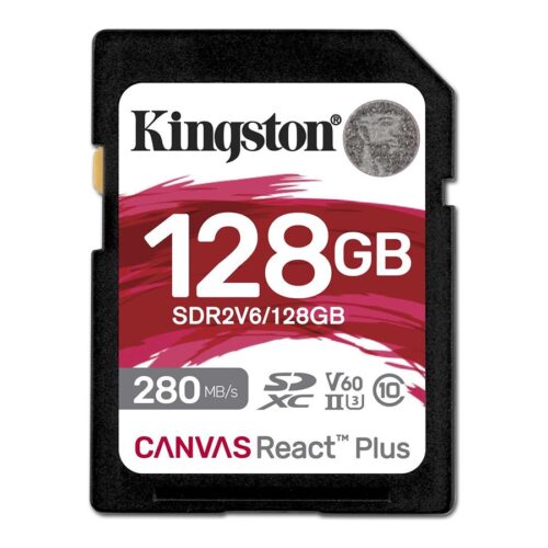 KINGSTON 128Go Canvas React Plus SDXC UHS-II 280R/100W U3 V60 for Full HD/4K