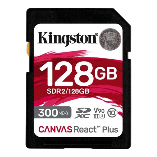 KINGSTON 128Go Canvas React Plus SDXC UHS-II 300R/260W U3 V90 for Full HD/4K/8K