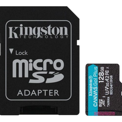KINGSTON 128Go microSDXC Canvas Go Plus Gen4 200Mo/s A2 U3 V30 Card + Adapter