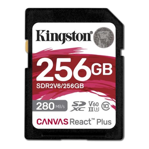 KINGSTON 256Go Canvas React Plus SDXC UHS-II 280R/150W U3 V60 for Full HD/4K