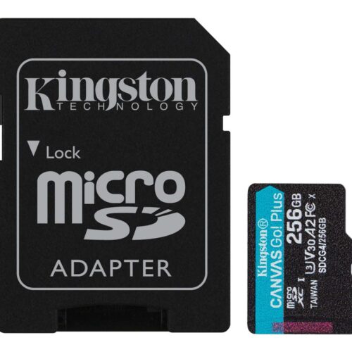 KINGSTON 256Go microSDXC Canvas Go Plus Gen4 200Mo/s A2 U3 V30 Card + Adapter