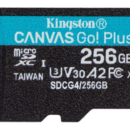 KINGSTON 256Go microSDXC Canvas Go Plus Gen4 200R A2 U3 Single Pack w/o ADP