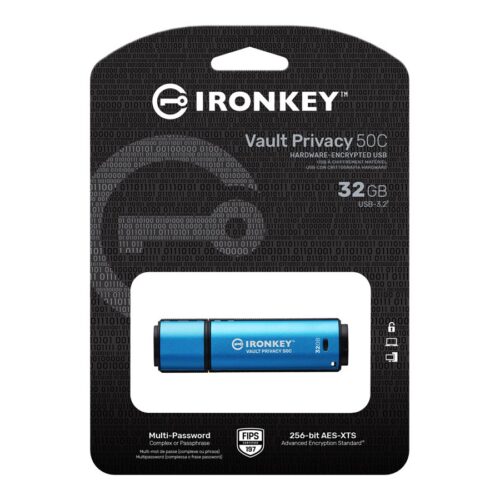 KINGSTON 32Go USB-C IronKey Vault Privacy 50C AES-256 Encrypted FIPS 197