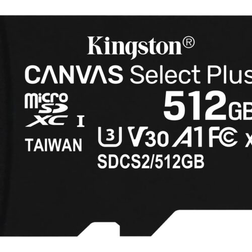 KINGSTON 512GB microSDXC Canvas Select Plus 100R A1 C10 Single Pack w/o ADP