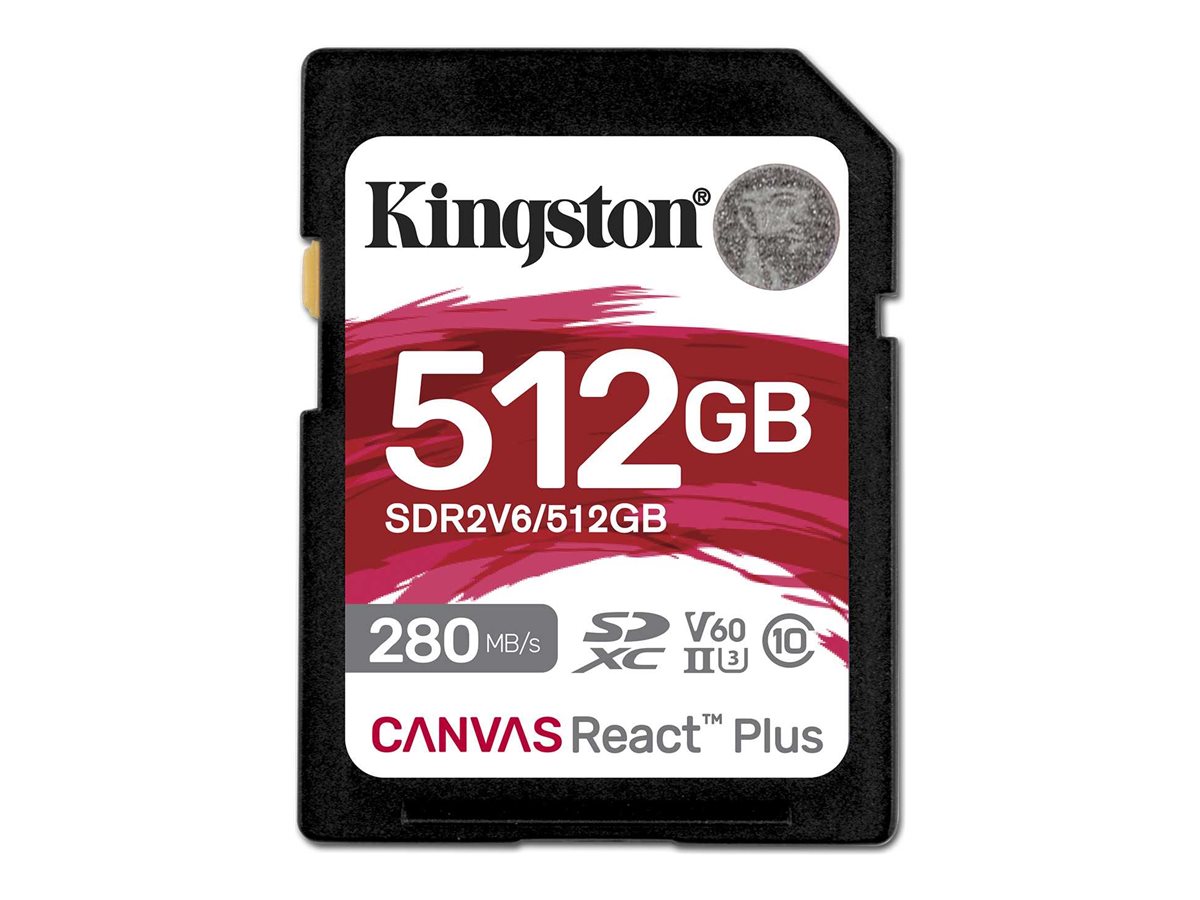 KINGSTON 512Go Canvas React Plus SDXC UHS-II 280R/150W U3 V60 for Full HD/4K