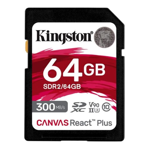 KINGSTON 64Go Canvas React Plus SDXC UHS-II 300R/260W U3 V90 for Full HD/4K/8K
