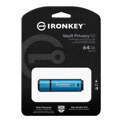 KINGSTON 64Go IronKey Vault Privacy 50 USB AES-256 Encrypted FIPS 197