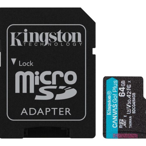 KINGSTON 64Go microSDXC Canvas Go Plus Gen4 200Mo/s A2 U3 V30 Card + Adapter