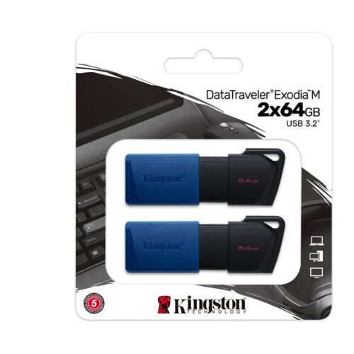 KINGSTON 64Go USB3.2 Gen 1 DataTraveler Exodia M Black + Blue 2 Pieces