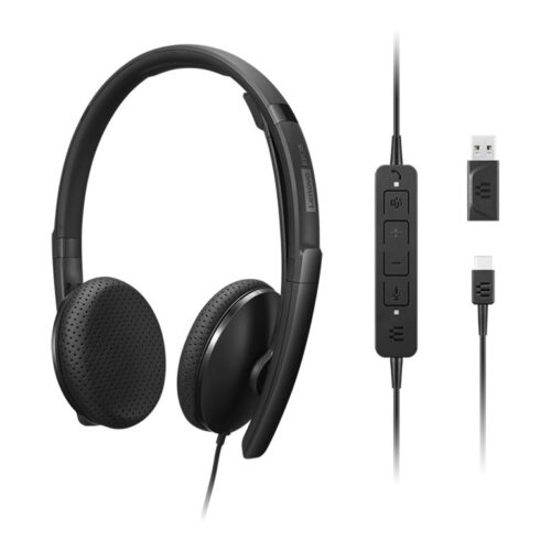 LENOVO – Combiné VoIP – sur-oreille – filaire – USB-C – noir – ThinkRed