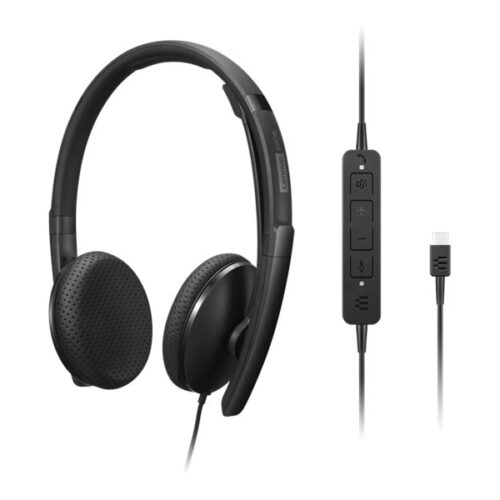 LENOVO – Combiné VoIP – sur-oreille – filaire – USB-C – noir – ThinkRed