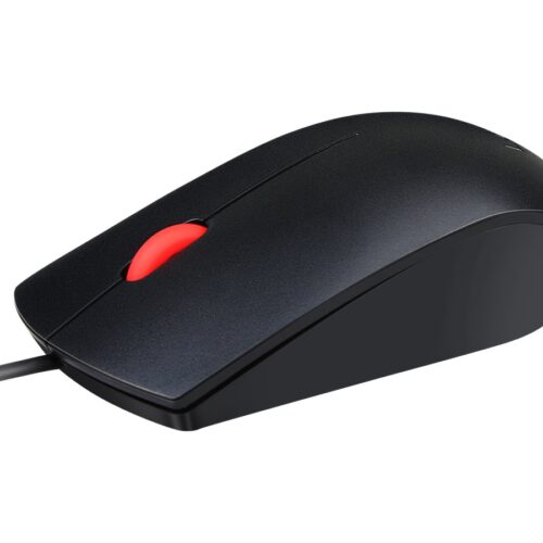 Lenovo Essential – Souris – droitiers et gauchers – optique – 3 boutons – filaire – USB – ThinkRed