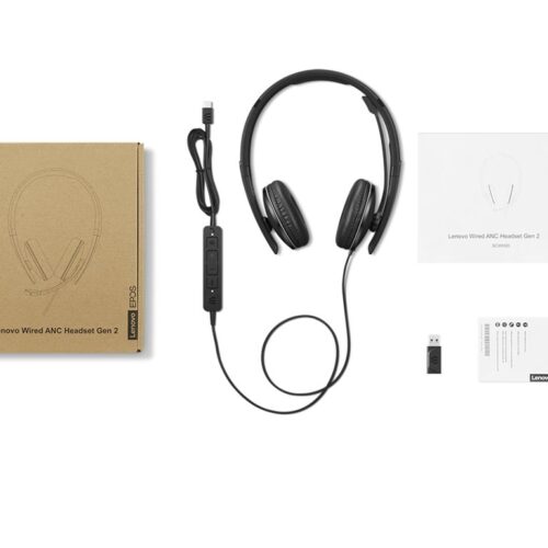 LENOVO – Gen 2 – Micro-casque – sur-oreille – filaire – USB-C – noir – Certifié pour Microsoft Teams