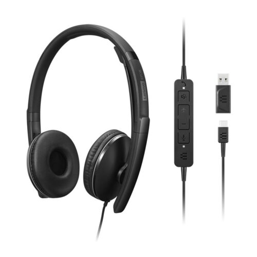 LENOVO – Gen 2 – Micro-casque – sur-oreille – filaire – USB-C – noir – Certifié pour Microsoft Teams