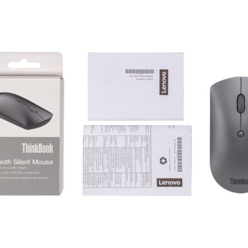 LENOVO ThinkBook Silent – Souris – droitiers et gauchers – bleu optique – 3 boutons – sans fil – Bluetooth 5.0 – gris de fer