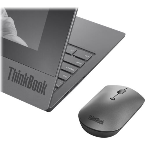 LENOVO ThinkBook Silent – Souris – droitiers et gauchers – bleu optique – 3 boutons – sans fil – Bluetooth 5.0 – gris de fer