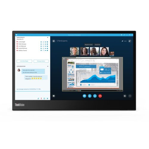 LENOVO ThinkVision M14 – Écran LED – 14p – portable – 1920 x 1080 Full HD (1080p) 60 Hz – 6 ms – 2xUSB-C – avec Power Delivery 2.0