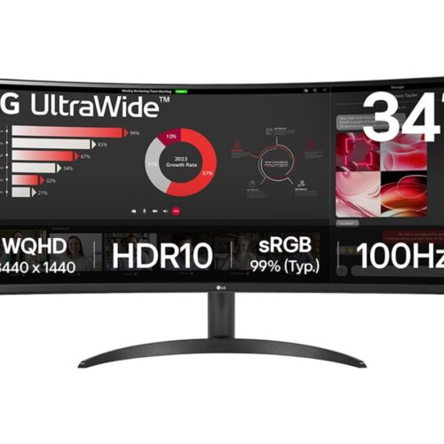 LG 34WR50QC-B.AEU Écran LED – incurvé – 34p – 3440 x 1440 WQHD 100 Hz – VA – 300 cd/m² – 3000:1- HDR10 -5ms – 2xHDMI, DisplayPort