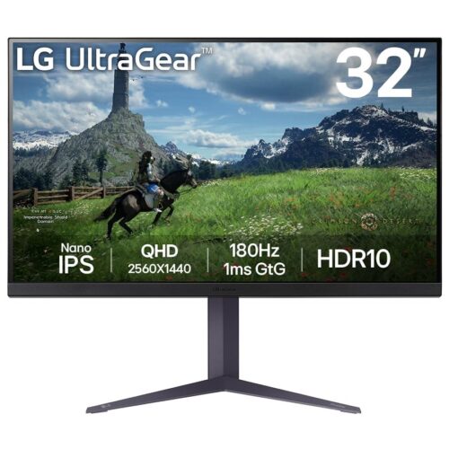 LG UltraGear 32GS85Q-B – 32p-  2560 x 1440 QHD 180 Hz – Nano IPS – 350 cd/m2 – 1000:1 – HDR10 – 1 ms – 2xHDMI, DisplayPort