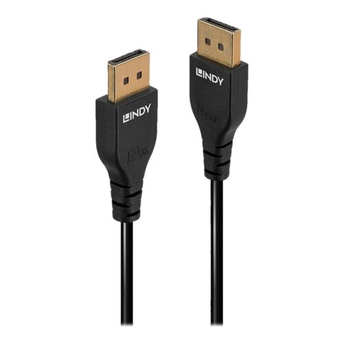 LINDY 0.5m DisplayPort 1.4 Cable Slim DP male to DP male connector