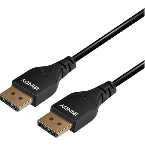 LINDY 0.5m DisplayPort 1.4 Cable Slim DP male to DP male connector
