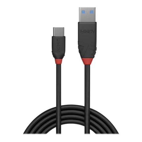 LINDY 0.5m USB 3.1 Type A to C Cable 3A Black Line