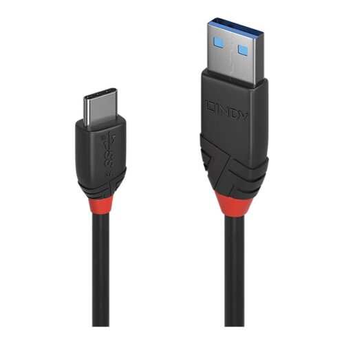 LINDY 0.5m USB 3.1 Type A to C Cable 3A Black Line