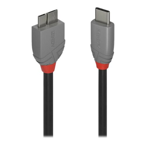 LINDY 0.5m USB 3.2 Type C to Micro-B Cable Anthra Line