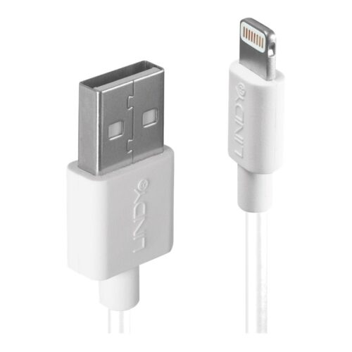LINDY 0.5m USB to Lightning Cable white Charge and sync Cable for iPhone iPad & iPod