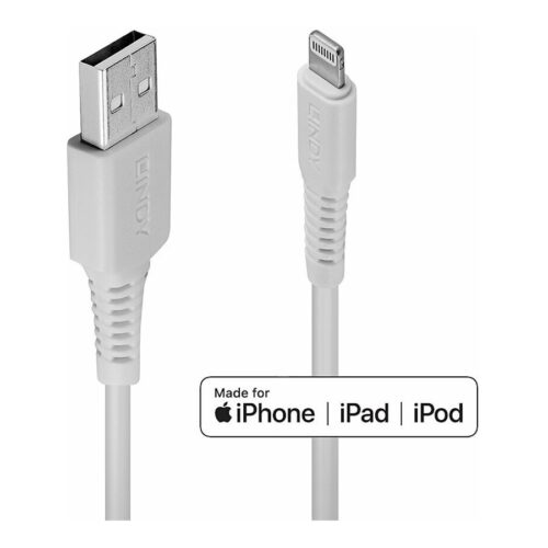 LINDY 0.5m USB to Lightning Cable white Charge and sync Cable for iPhone iPad & iPod
