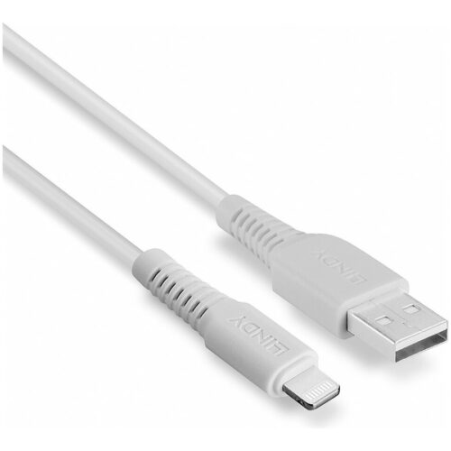 LINDY 0.5m USB to Lightning Cable white Charge and sync Cable for iPhone iPad & iPod