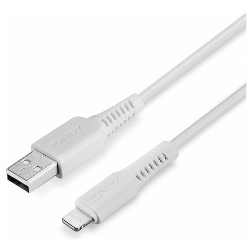 LINDY 0.5m USB to Lightning Cable white Charge and sync Cable for iPhone iPad & iPod
