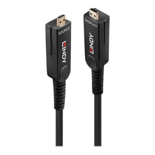 LINDY 10m Fibre Optic Hybrid Micro-HDMI 18G Cable with Detachable HDMI & DVI Connectors